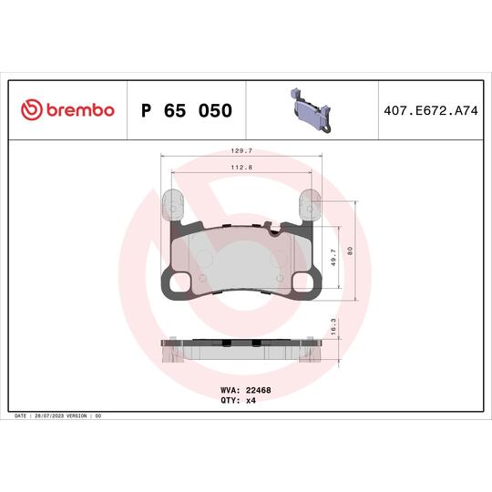 P 65 050 - Brake Pad Set, disc brake 