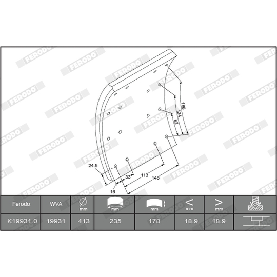 K19931.2-F3653 - Brake Lining Kit, drum brake 