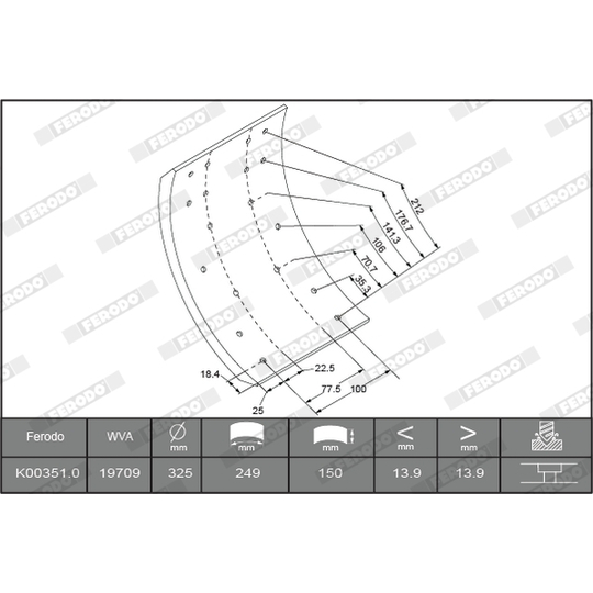 K00351.0-F3529 - Piduriklotsi komplekt, trummelpidur 