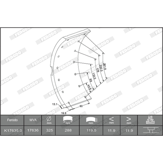 K17635.0-F3653 - Brake Lining Kit, drum brake 