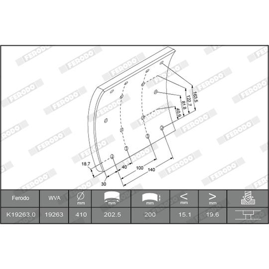 K19263.0-F3653 - Brake Lining Kit, drum brake 