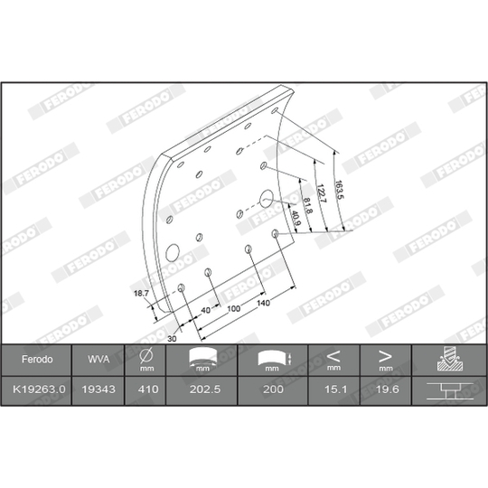 K19263.0-F3653 - Brake Lining Kit, drum brake 