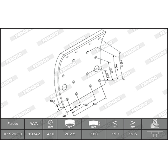 K19262.0-F3653 - Brake Lining Kit, drum brake 