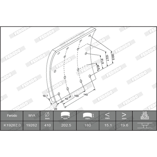 K19262.0-F3653 - Brake Lining Kit, drum brake 