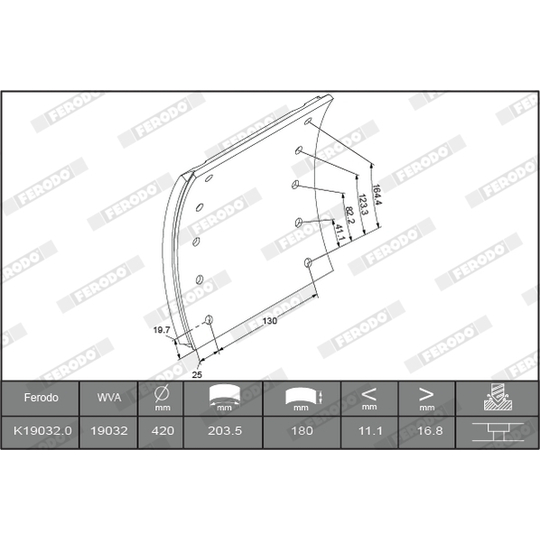 K19032.9-F3658 - Brake Lining Kit, drum brake 