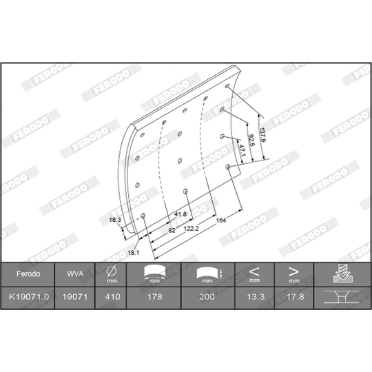 K19071.1-F3660 - Brake Lining Kit, drum brake 