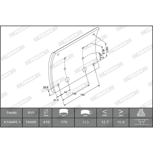 K19488.0-F3660 - Brake Lining Kit, drum brake 