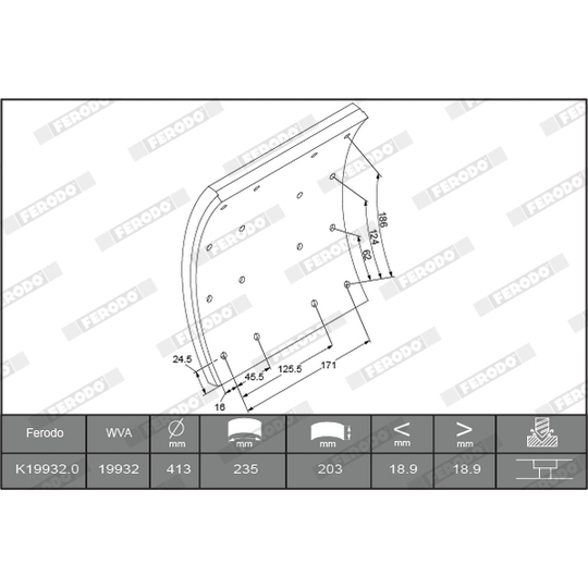 K19932.2-F3660 - Brake Lining Kit, drum brake 