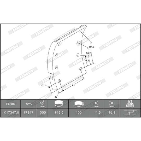 K17347.0-F3549 - Brake Lining Kit, drum brake 