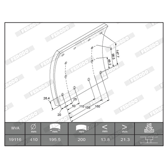 K19116.9-F3660 - Brake Lining Kit, drum brake 