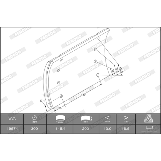 K19574.0-F3660 - Brake Lining Kit, drum brake 