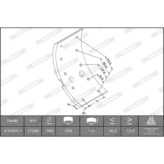 K17992.1-F3526 - Brake Lining Kit, drum brake 