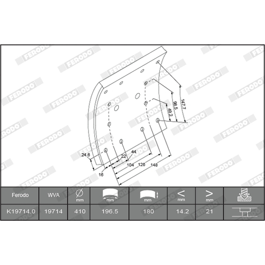 K19714.1-F3656 - Brake Lining Kit, drum brake 