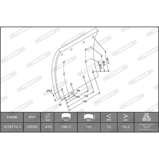 K19714.1-F3656 - Brake Lining Kit, drum brake 