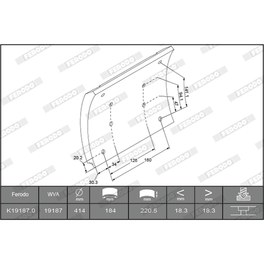 K19187.1-F3537 - Brake Lining Kit, drum brake 