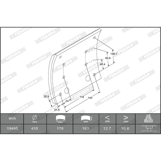 K19487.1-F3660 - Brake Lining Kit, drum brake 