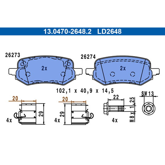 13.0470-2648.2 - Brake Pad Set, disc brake 