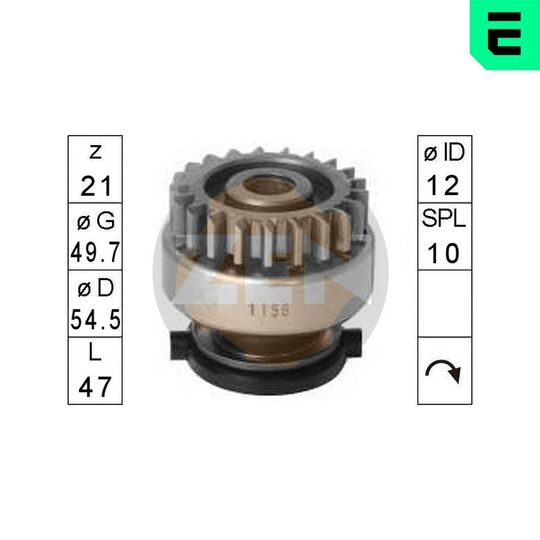 ZN1156 - Frihjulsväxel, startmotor 