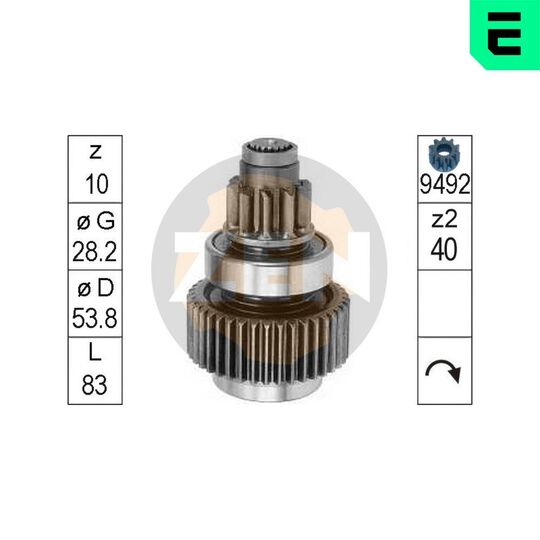 ZN0817 - Frihjulsväxel, startmotor 