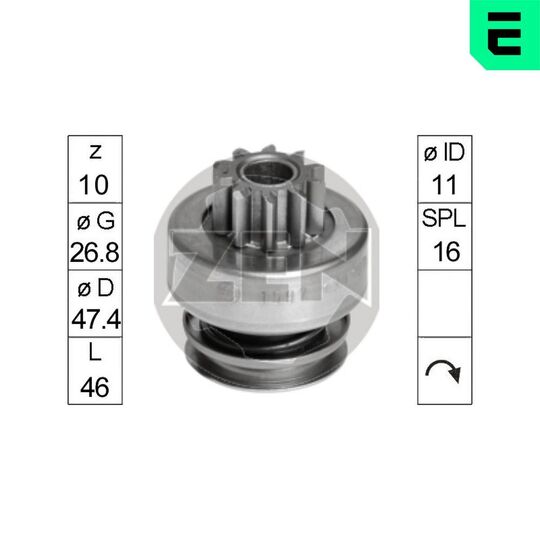 ZN1597 - Frihjulsväxel, startmotor 