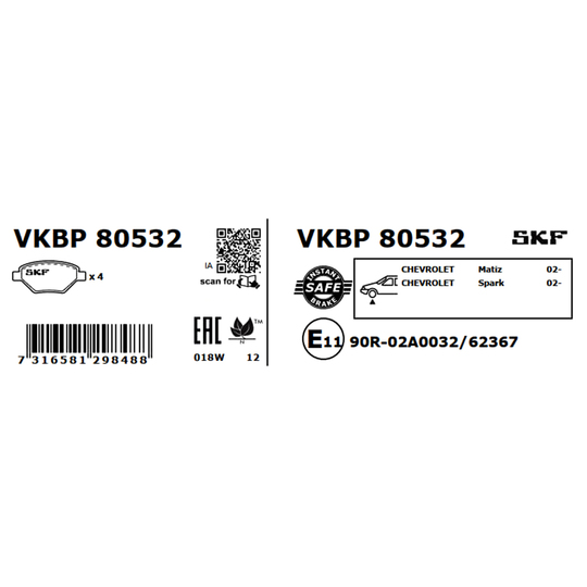 VKBP 80532 - Bromsbeläggssats, skivbroms 