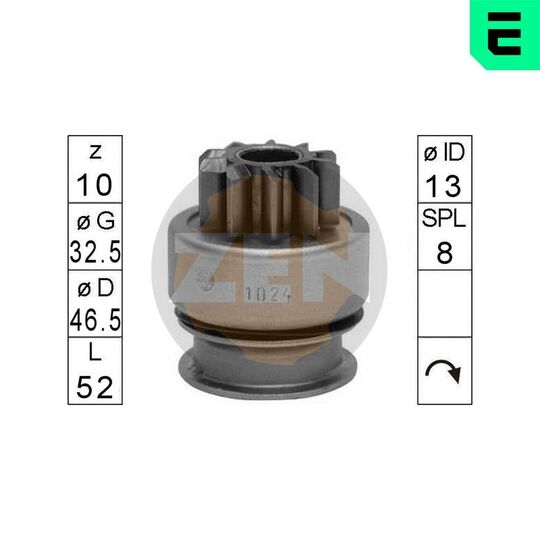 ZN1024 - Frihjulsväxel, startmotor 