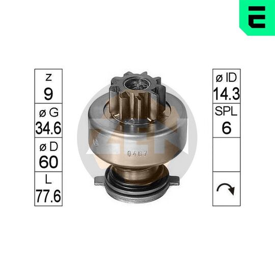 ZN0407 - Freewheel Gear, starter 