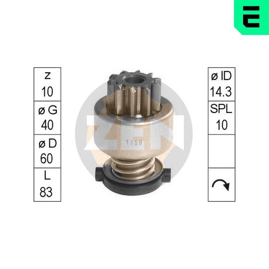 ZN1159 - Frihjulsväxel, startmotor 