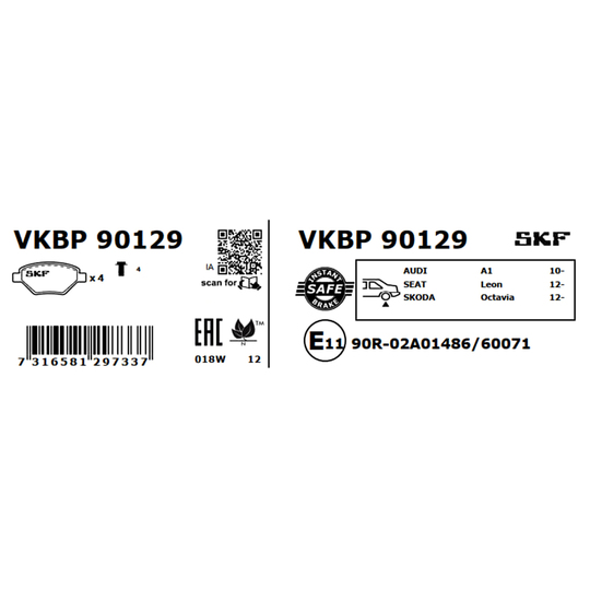 VKBP 90129 - Brake Pad Set, disc brake 