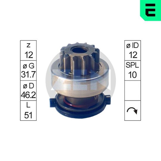 ZN1696 - Frihjulsväxel, startmotor 