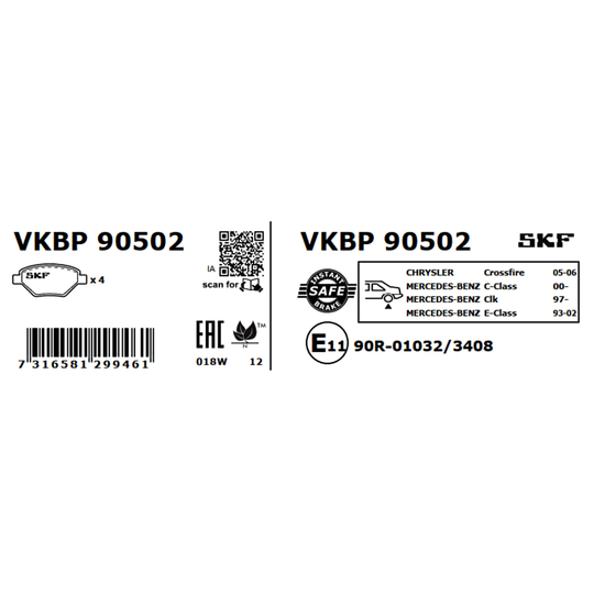 VKBP 90502 - Piduriklotsi komplekt,ketaspidur 