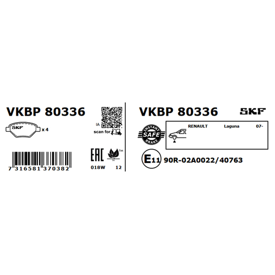 VKBP 80336 - Bromsbeläggssats, skivbroms 