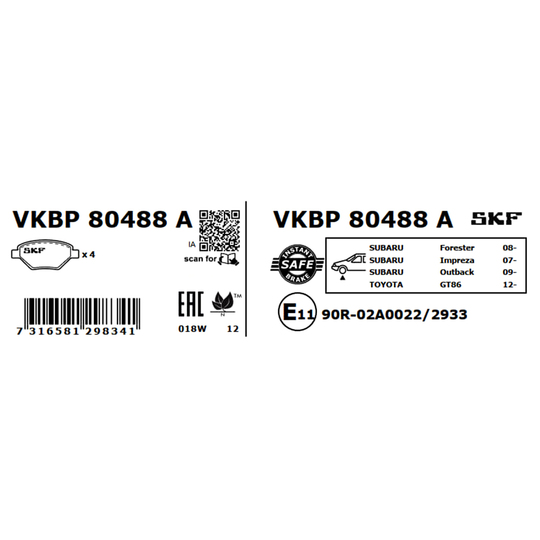 VKBP 80488 A - Brake Pad Set, disc brake 