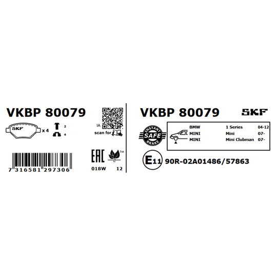 VKBP 80079 - Bromsbeläggssats, skivbroms 