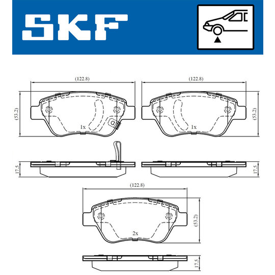 VKBP 80017 A - Piduriklotsi komplekt,ketaspidur 