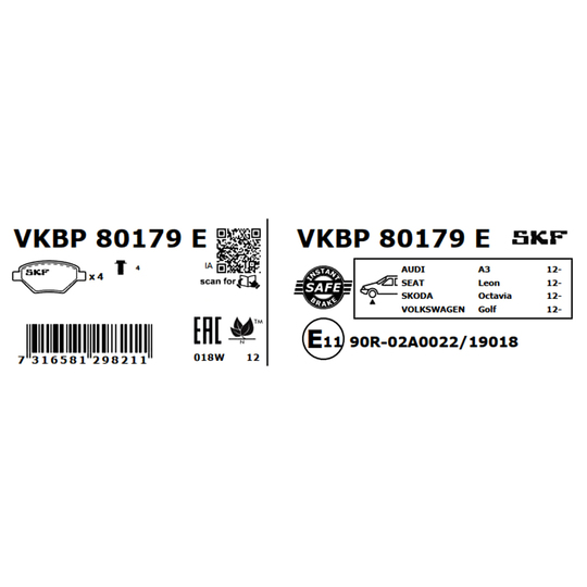 VKBP 80179 E - Bromsbeläggssats, skivbroms 