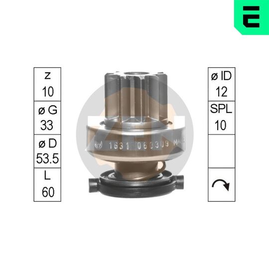 ZN1631 - Frihjulsväxel, startmotor 