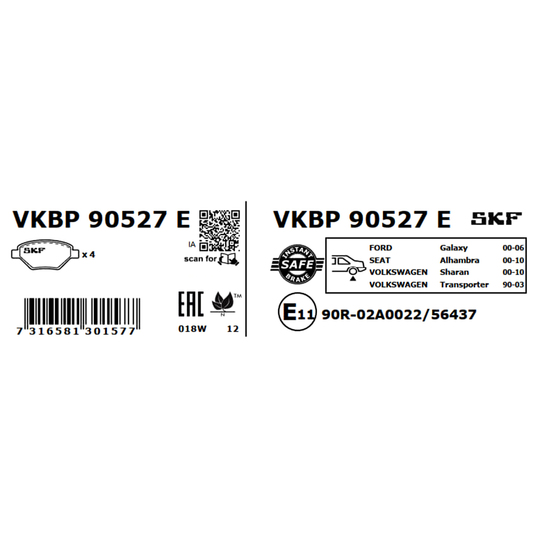 VKBP 90527 E - Brake Pad Set, disc brake 