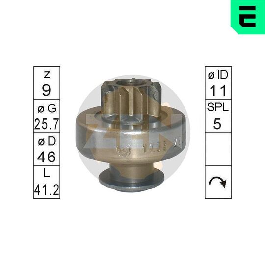 ZN1763 - Frihjulsväxel, startmotor 