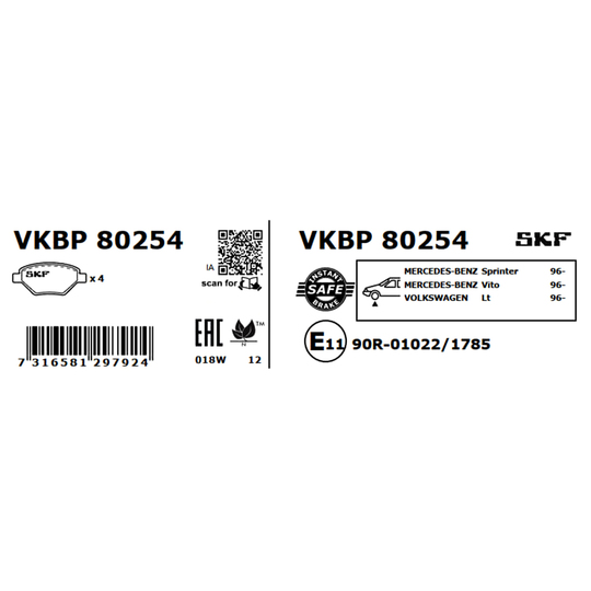 VKBP 80254 - Brake Pad Set, disc brake 