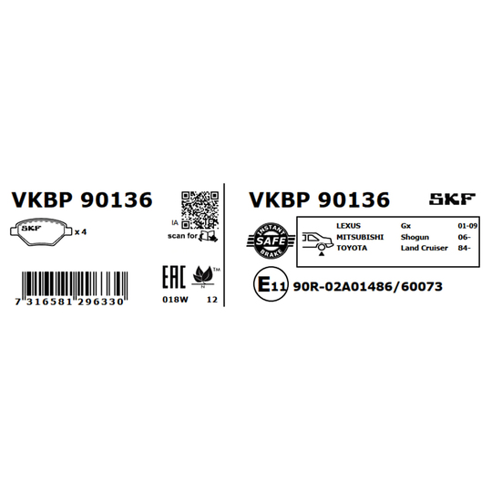 VKBP 90136 - Brake Pad Set, disc brake 