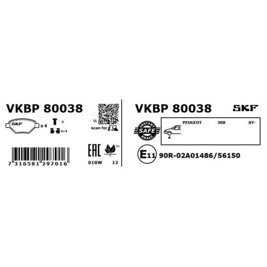 VKBP 80038 - Piduriklotsi komplekt,ketaspidur 