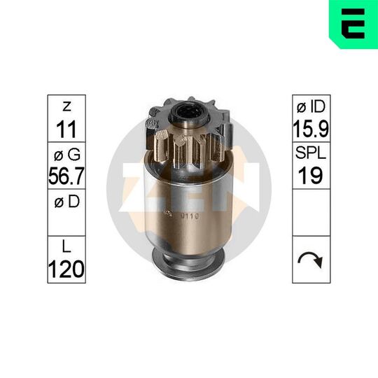 ZN0110 - Frihjulsväxel, startmotor 