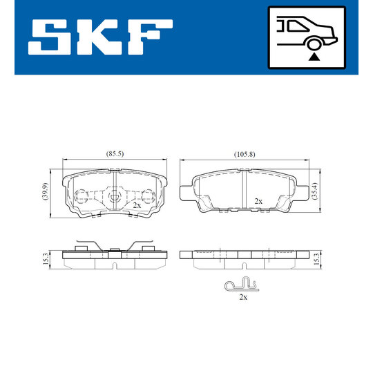 VKBP 90416 A - Piduriklotsi komplekt,ketaspidur 