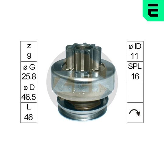 ZN1619 - Frihjulsväxel, startmotor 