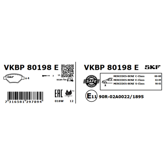 VKBP 80198 E - Brake Pad Set, disc brake 