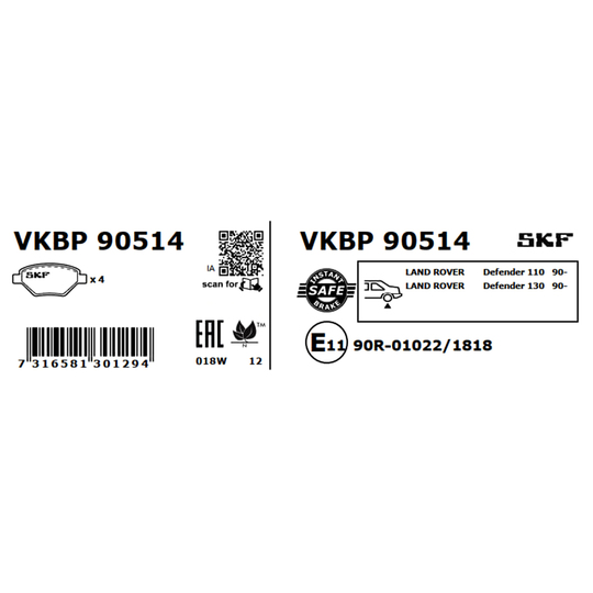 VKBP 90514 - Piduriklotsi komplekt,ketaspidur 