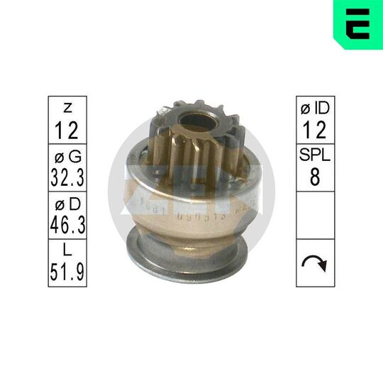 ZN1681 - Frihjulsväxel, startmotor 