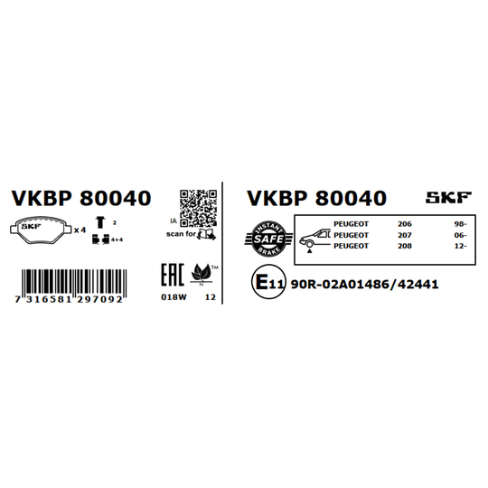 VKBP 80040 - Brake Pad Set, disc brake 