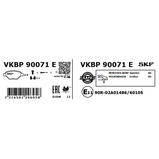 VKBP 90071 E - Piduriklotsi komplekt,ketaspidur 